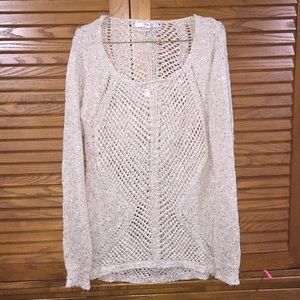 Long sleeve see through crochet top